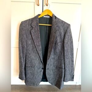 YVES SAINT LAURENT Bachrachs VINTAGE Gray Herringbone Wool Blend Blazer